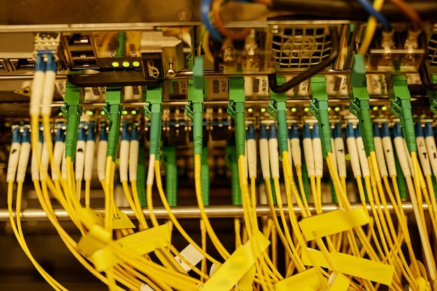 Background neat cable arrangement in server cabinet