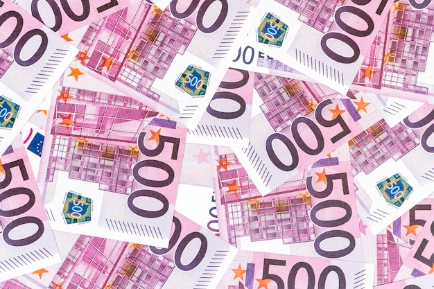 background of new paper money in denominations of five hundred euro