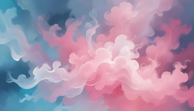 Background painting soft pastel clouds in blue and pink hues blending seamlessly