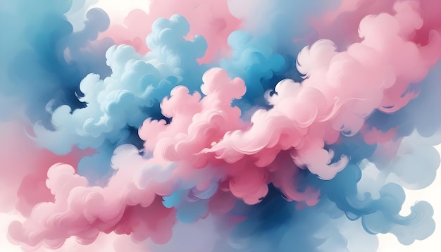 Photo background painting soft pastel clouds in blue and pink hues blending seamlessly