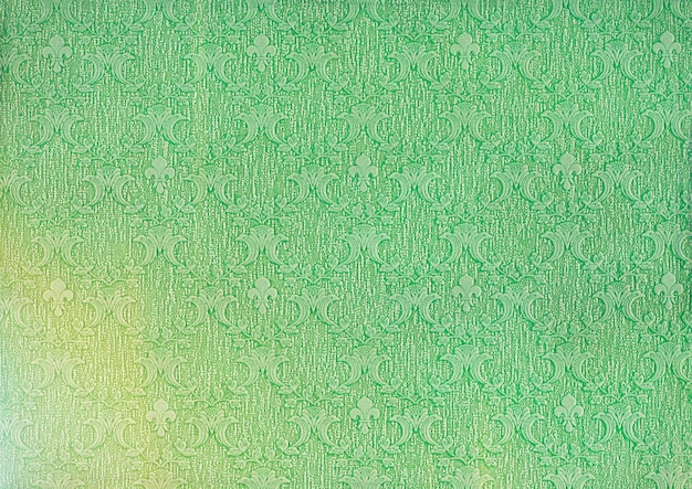 Background of paper old emerald green wallpaper with a vintage pattern