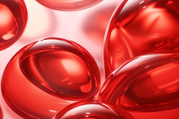 Background for presentation Smooth glass balls and curves Liquid fluid style Red color