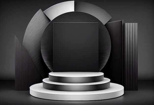 Background for products grey scene with geometric shapes podium mock up pedestal ai generated