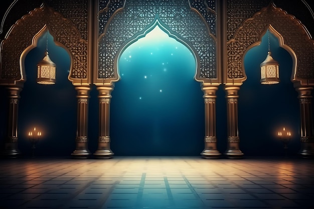 Background ramadan kareem blue color stylish islamic