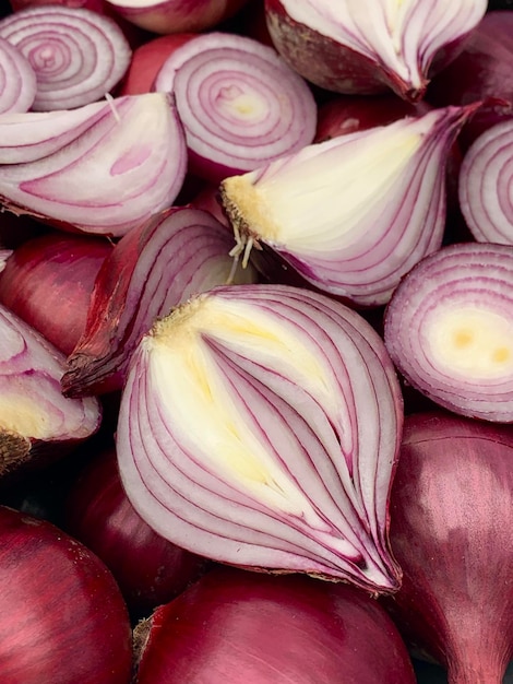 background of red onion close-up.