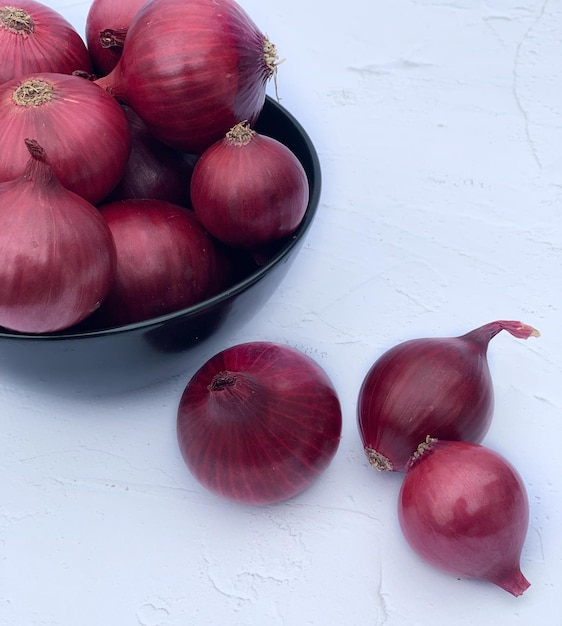 background of red onion close-up.