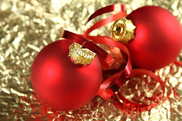 Background of red x Christmas Balls