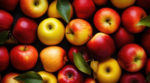 Background of red and yellow apples