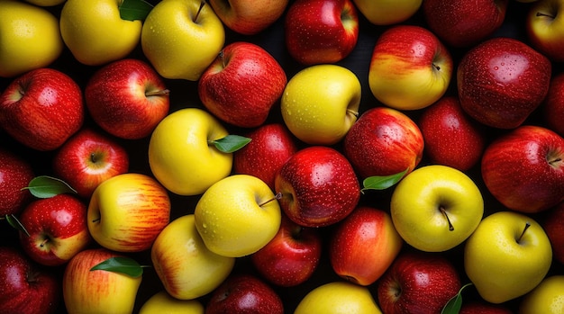 Background of red and yellow apples