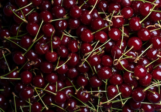 Background of ripe bulk cherries