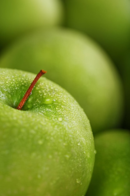 Background of ripe and juicy green apples