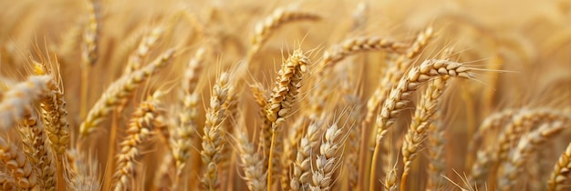 Background of ripening ears of wheat field and sunlight Crops field Field landscape