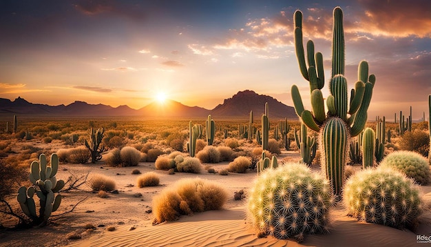 Background scene with cactus in desert