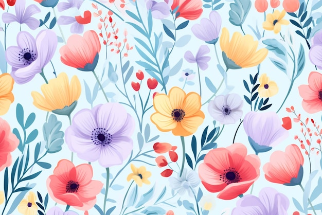 background seamless pattern with flowers