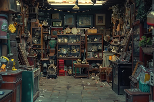 Background of Second Hand Shop with Various Items