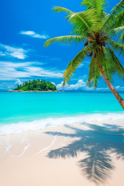 background Serene deserted beach a pristine oasis where blue waters meet golden sands