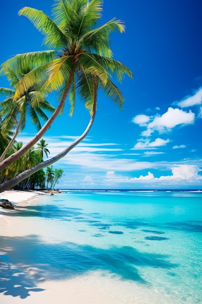 background Serene deserted beach a pristine oasis where blue waters meet golden sands