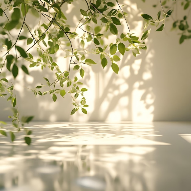 Photo background serene sunlit leaves with soft shadows