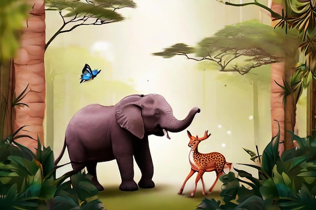 Background for simple and natural animals World wildlife day child book cover