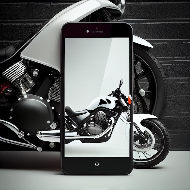 Background on a smartphone with a motorcycle Generative Ai