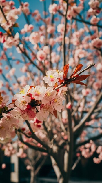 background of spring blossom tree selective focus