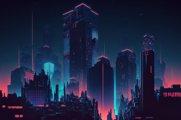 Background technology for dark cities Figure in cyberpunk fashion