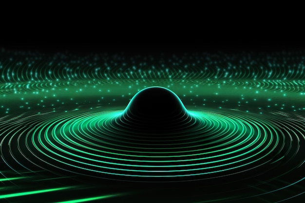 Background technology Gravitational field model glowing lines green neon lines futuristic style generative ai illustration