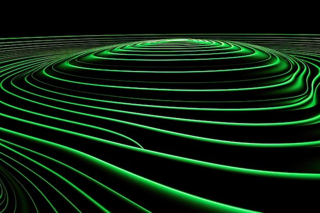 Background technology Gravitational field model glowing lines green neon lines futuristic style generative ai illustration