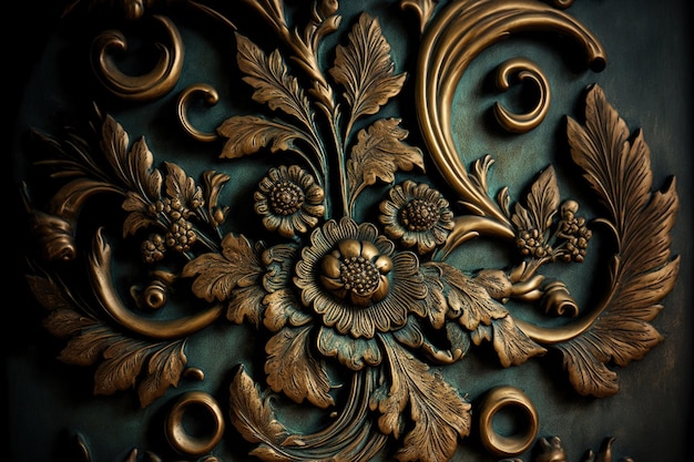 Background texture made of antique bronze ornamental plaster