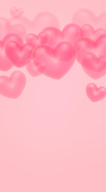 Background for Valentine's Day or Mother's Day Pink vertical background with transparent hearts