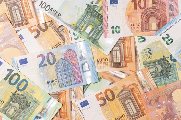 Photo background of a variety euro banknotes