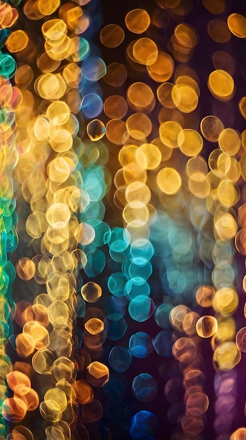 background vertical of unfocused lights bokeh effect yellow and blue