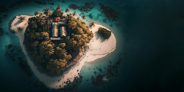 background view of the island photographed with a drone