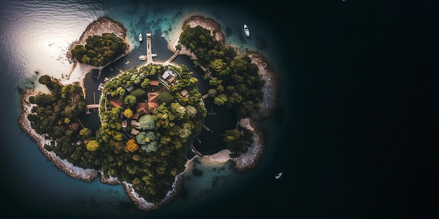 background view of the island photographed with a drone