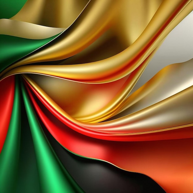 Background of a waving flag yellow green and orange tint