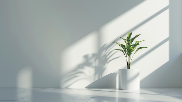 Background White Shadow Light Plant Room 3d Counter Display Sunlight Sun on Kitchen Generative AI