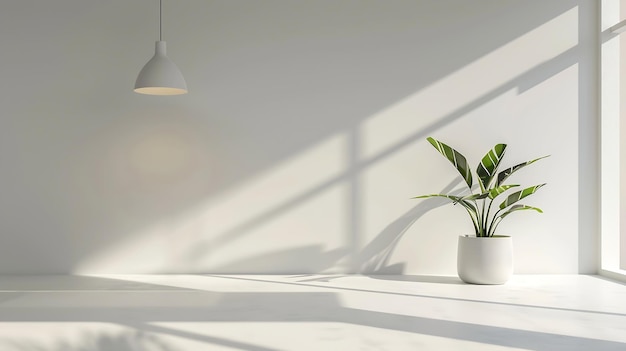 Background White Shadow Light Plant Room 3d Counter Display Sunlight Sun on Kitchen Generative AI