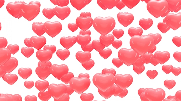 Background with air hearts. 3d render