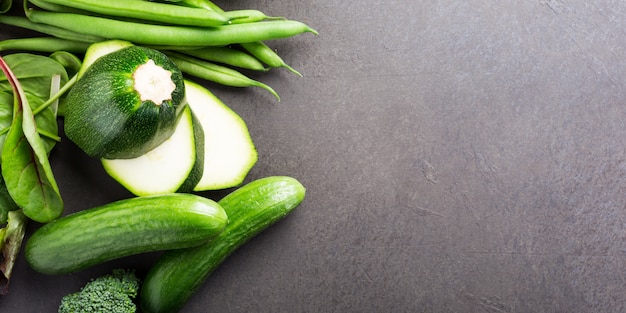 Background with assorted green vegetables