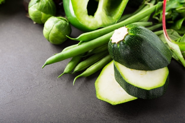 Background with assorted green vegetables