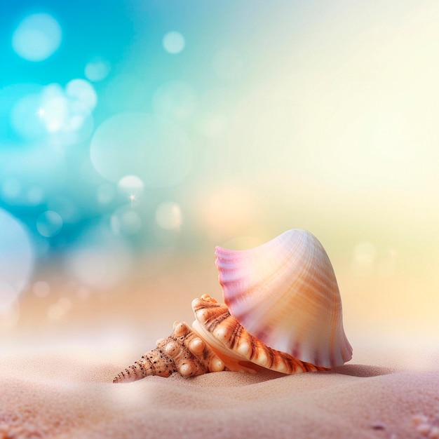 Background with a beautiful shell on the beach