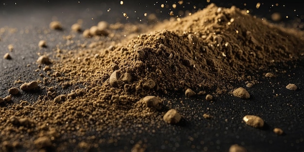 Background with black and gold macro sand splashes