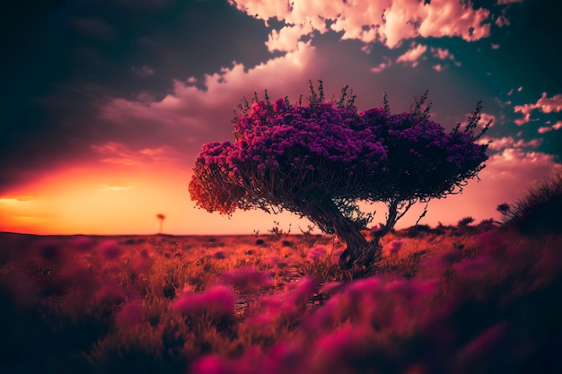 Background with blossoming tree in flowers Generative AI