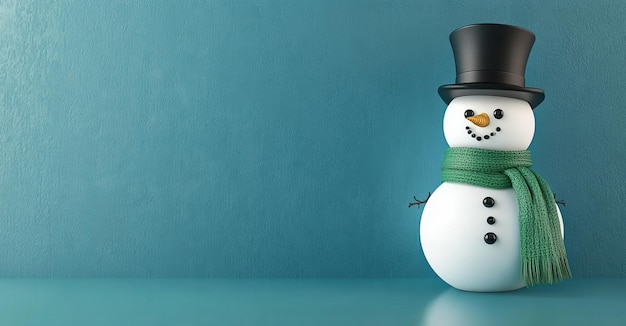 Photo background with a blue christmas snowman composition