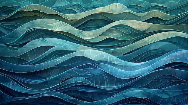 background with blue and waves 3d rendering