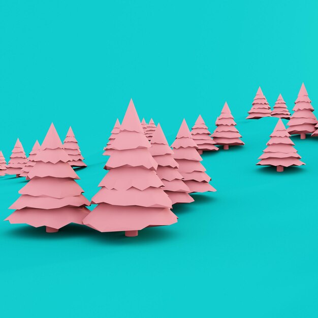 Background with Christmas trees New Year Christmas card 3d rendering