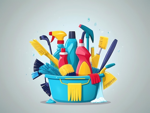 Photo background with cleaning tools