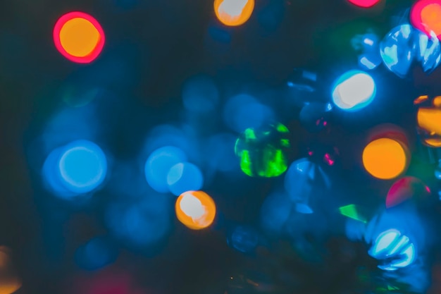 Background with colorful blurred christmas lights