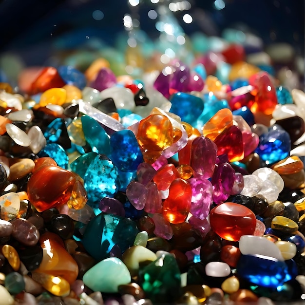 Background with colorful gemstones underwater