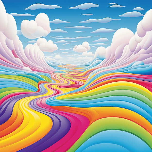 background with a colorful wave sky and clouds rainbow wallpaper